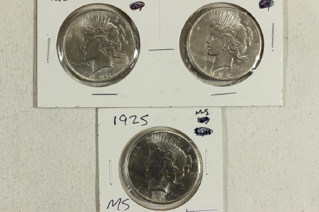 1922,22-S & 25 PEACE SILVER DOLLARS UNC (1 of 2)