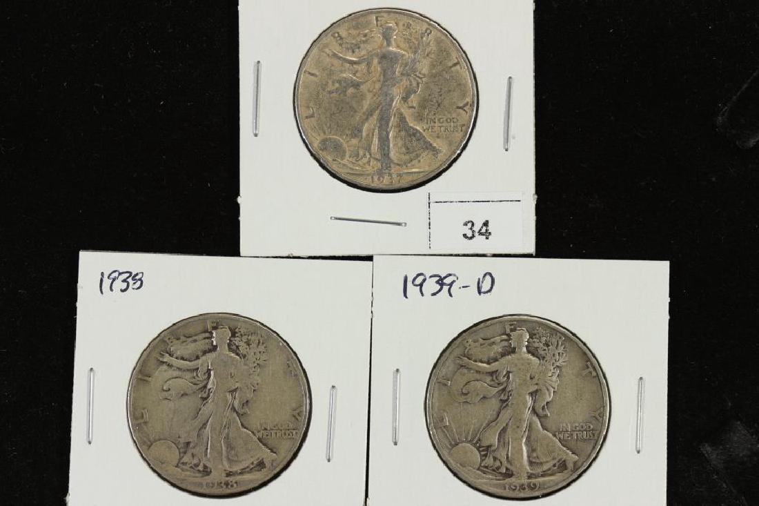 1937, 38 & 1939-D WALKING LIBERTY HALF DOLLARS (1 of 2)