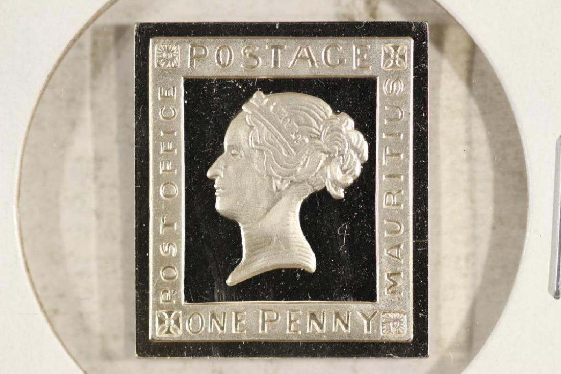 9.6 GRAM STERLING SILVER INGOT 1847 MAURITIUS: 1 PENNY ORANGE "POST OFFICE"