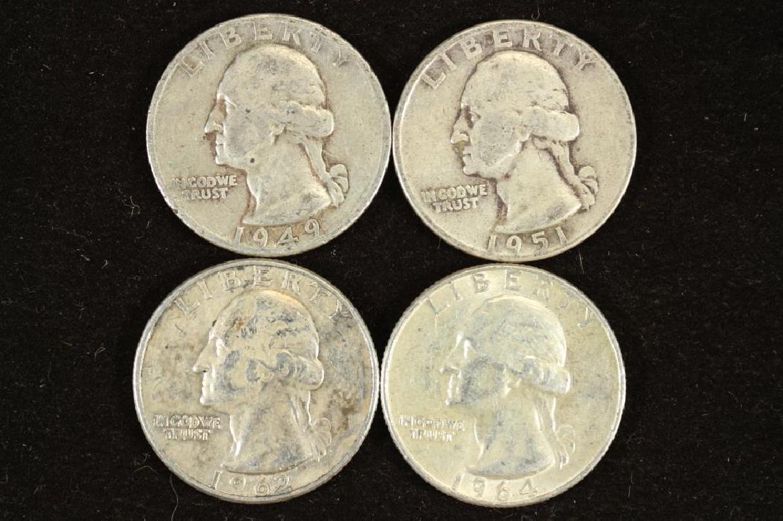 1949,51,62-D & 64 WASHINGTON SILVER QUARTERS (1 of 2)