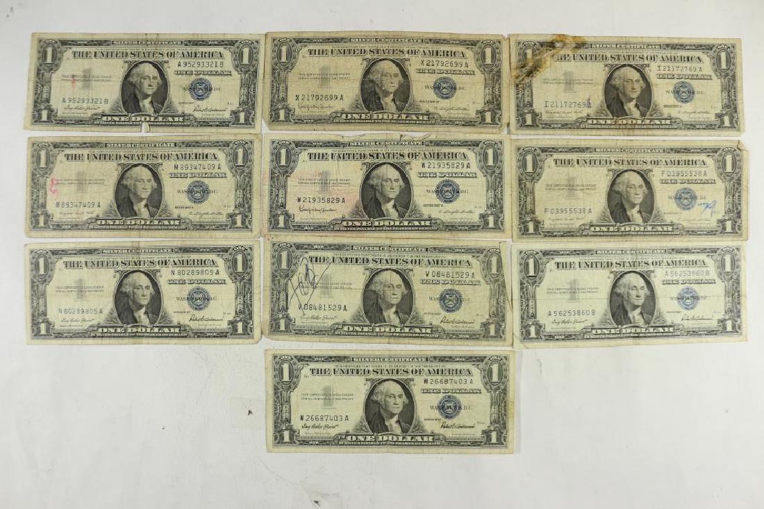 10 ASSORTED 1957 $1 SILVER CERTIFICATES (1 of 2)