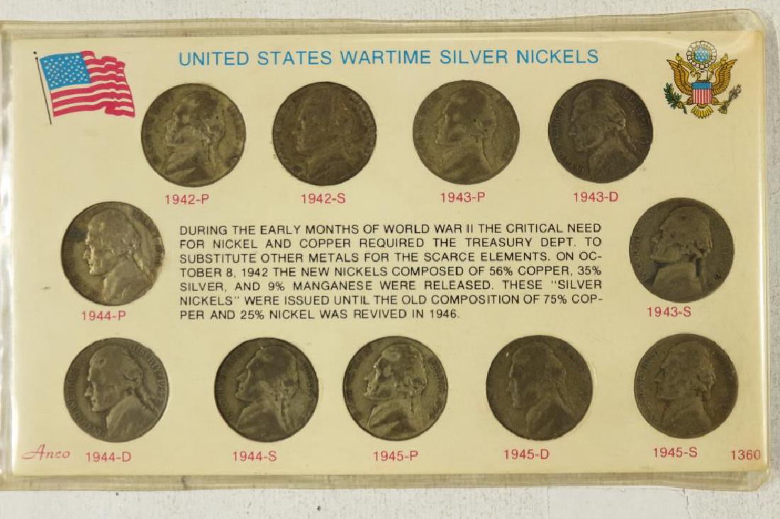 US WAR TIME SILVER NICKEL SET 1942-1945 11 COINS: 35% SILVER JEFFERSON WAR NICKELS