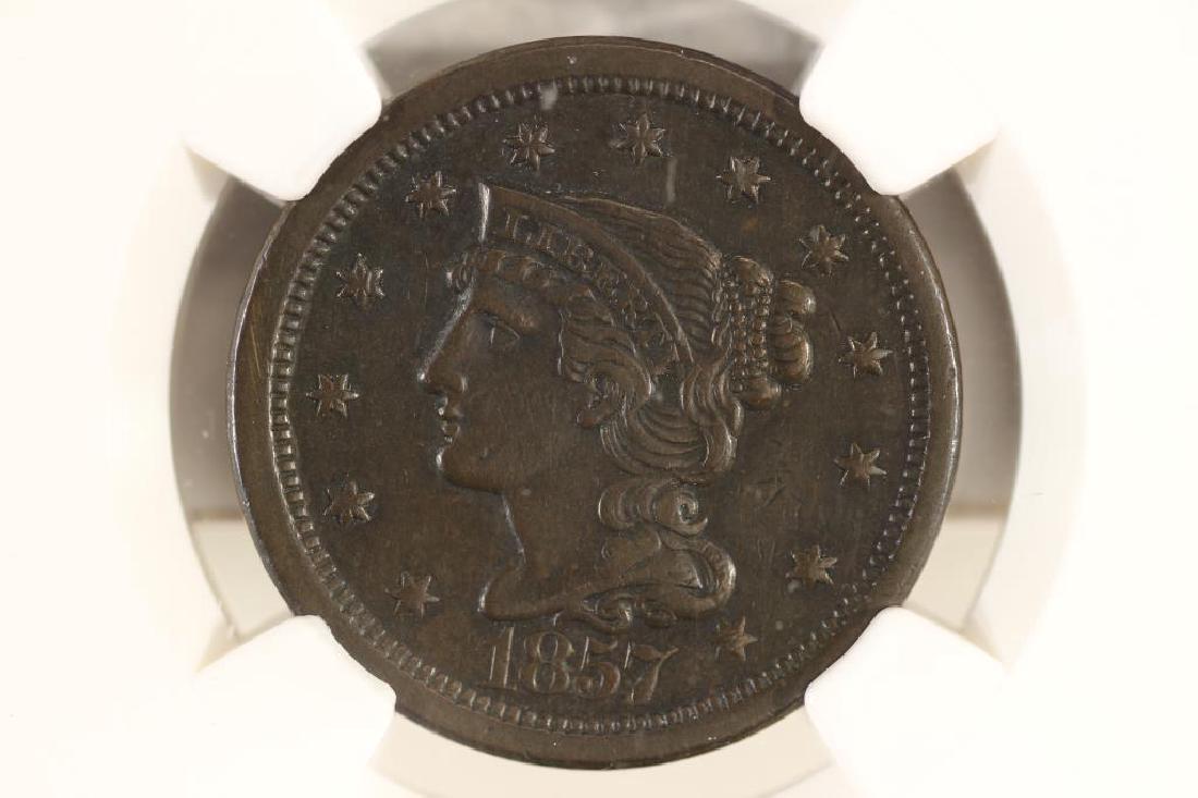 1857 US LARGE CENT N-1 NGC AU DETAILS (1 of 3)