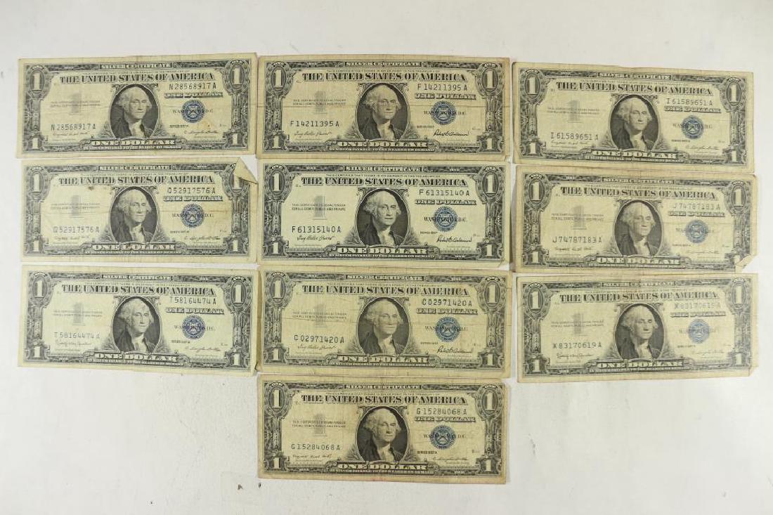 10 ASSORTED 1957 $1 SILVER CERTIFICATES (1 of 2)