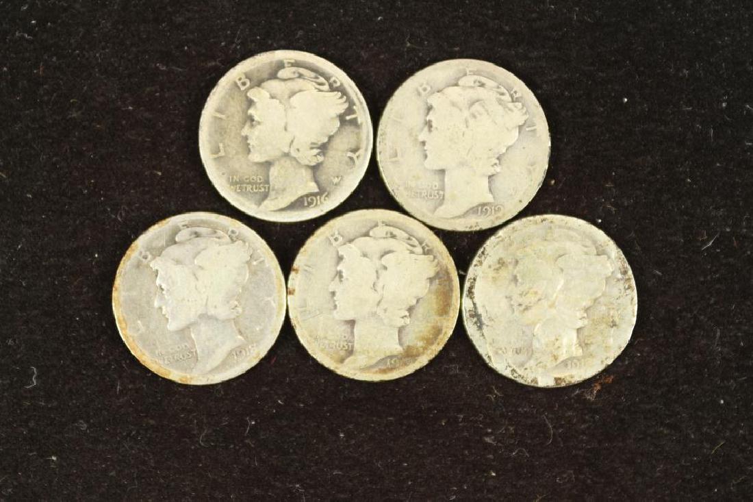 5 ASSORTED TEEN'S MERCURY DIMES (1 of 2)