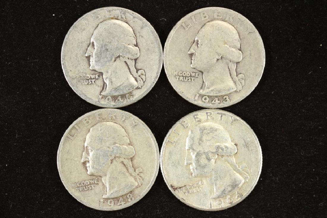 1941,43,48-S & 64 WASHINGTON SILVER QUARTERS (1 of 2)