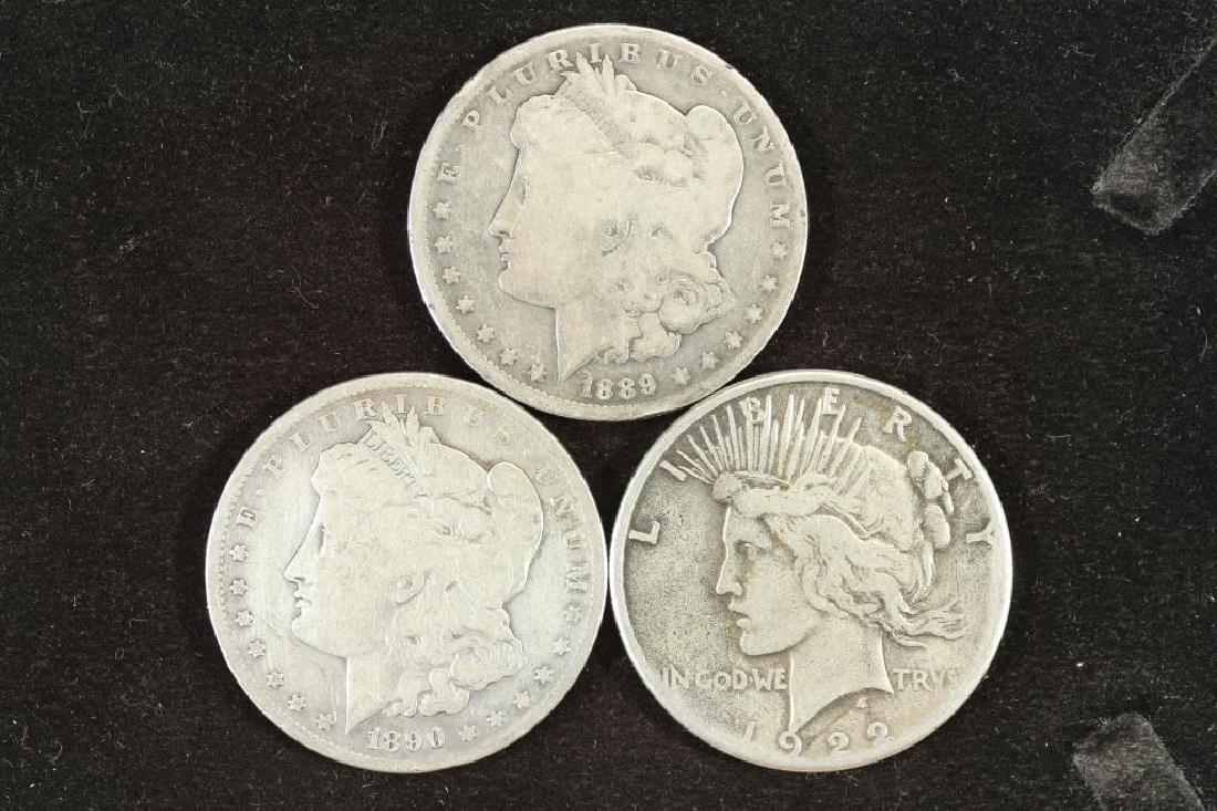 1889-O,1890-S MORGAN & 1922-S PEACE SILVER DOLLARS (1 of 3)