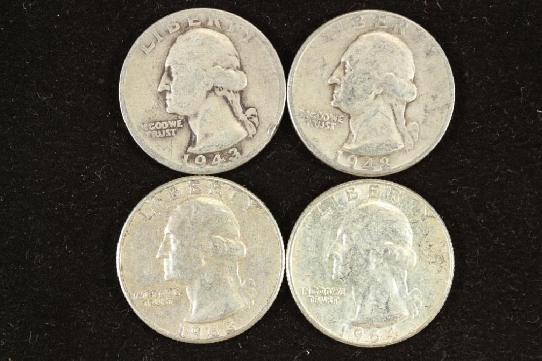 1943,48-D,63 & 64 WASHINGTON SILVER QUARTERS (1 of 2)