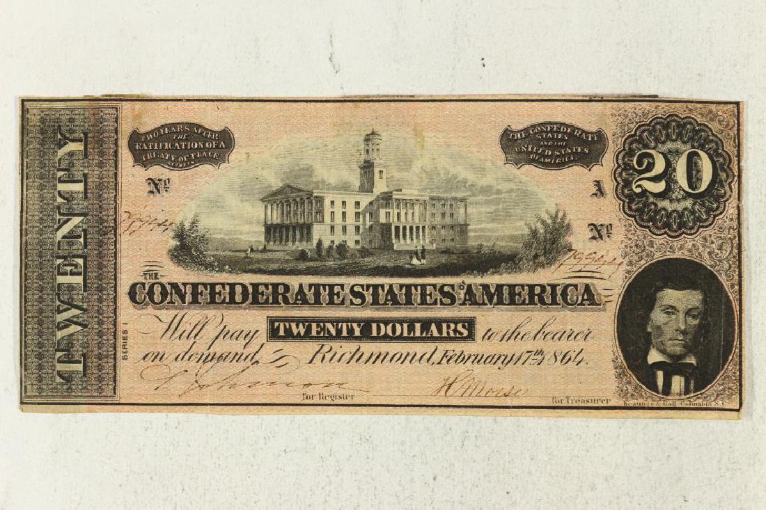 1864 $20 CONFEDERATE STATES OF AMERICA (1 of 2)