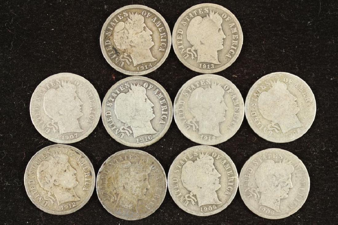 10 ASSORTED BARBER DIMES (1 of 2)