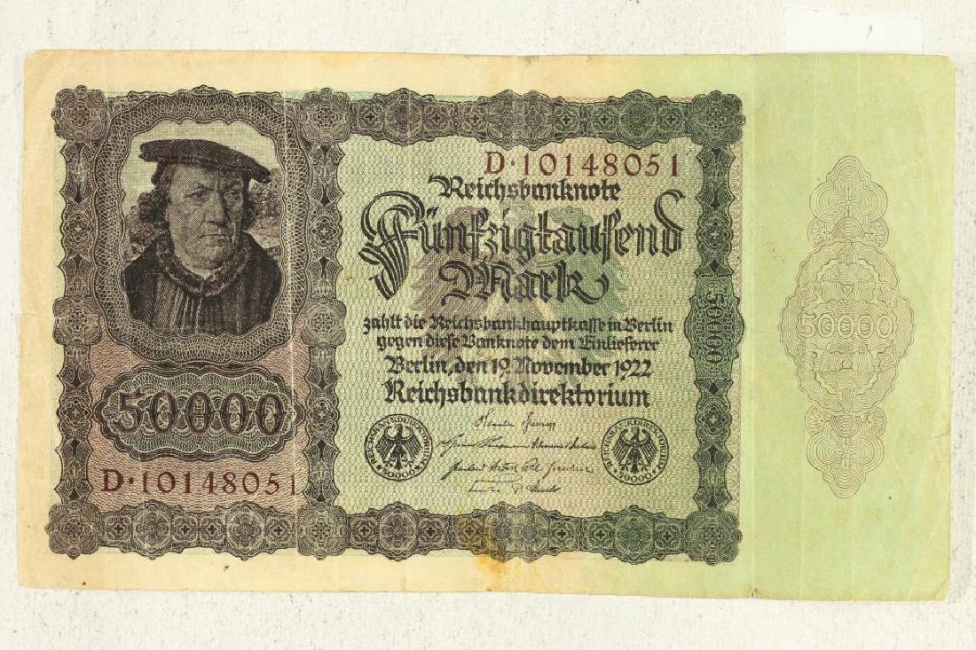1922 LARGE SIZE GERMAN 50000 MARKS CURRENCY (1 of 2)