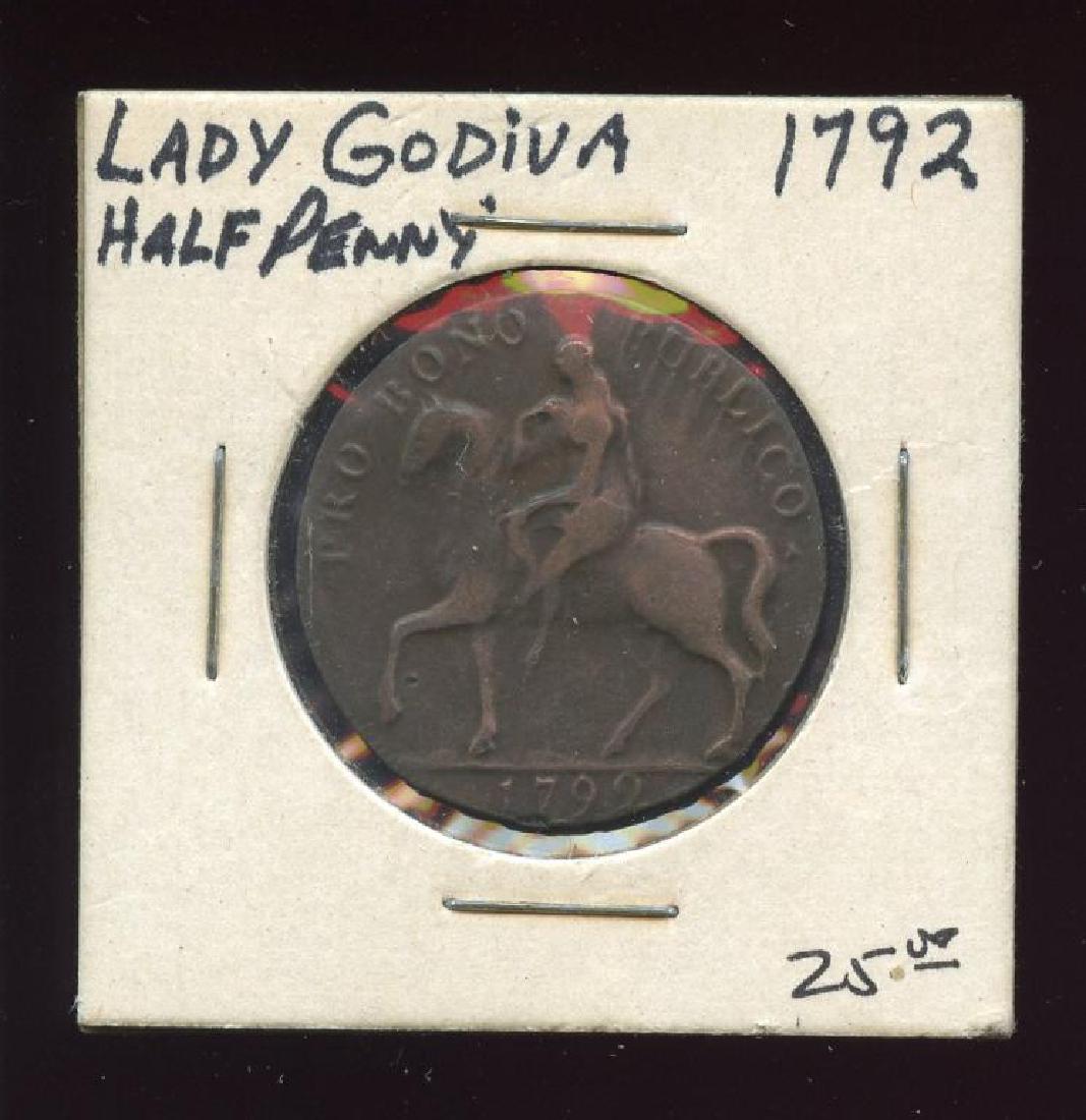 1792 Lady Godiva Great Britain Half Penny Token (1 of 2)