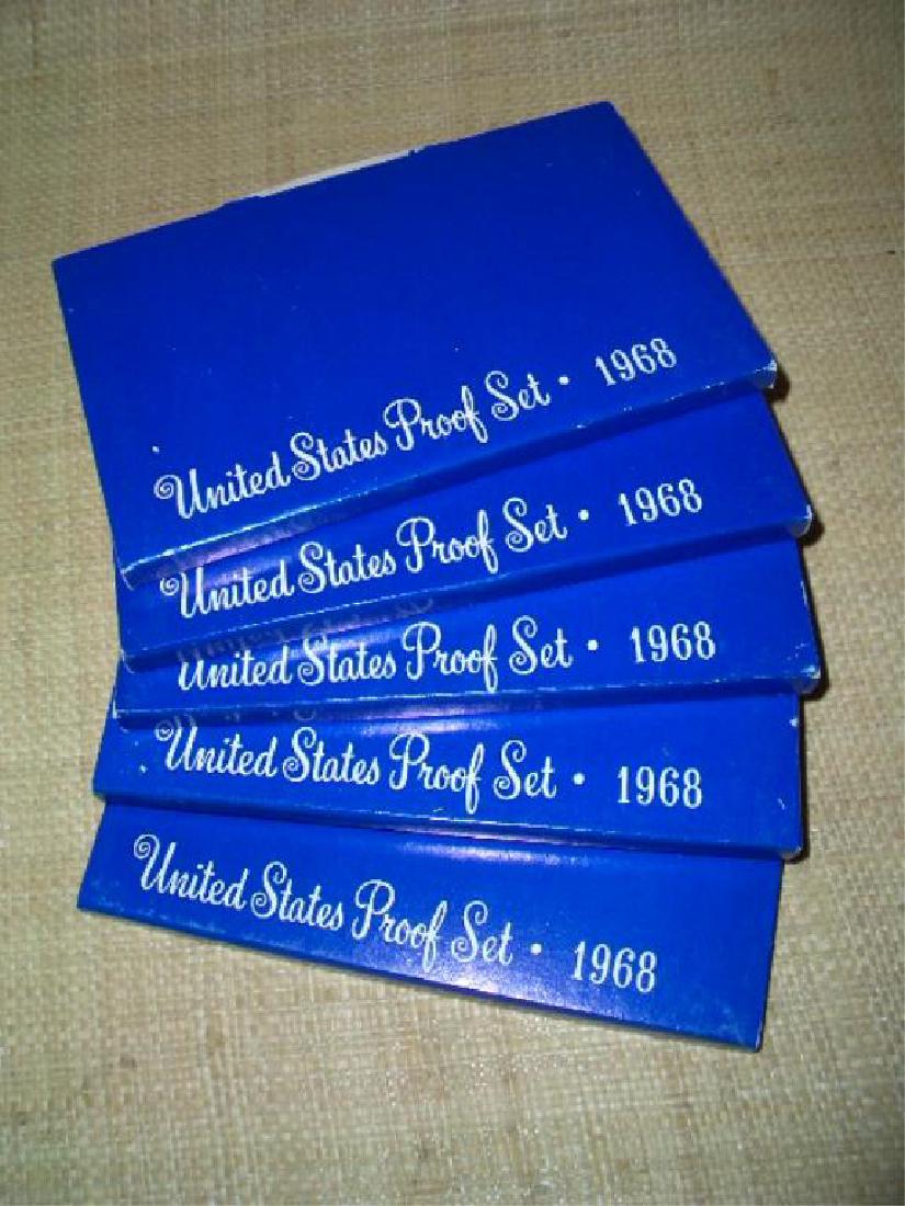 Lot of 5,1968 US Proof 5 Coin Sets, 25 coins total (1 of 3)