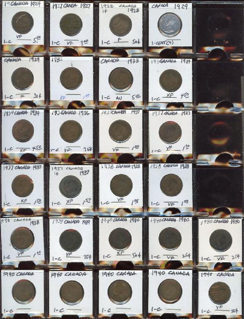 Lot of 26 Canadian Bronze Cents, 1924-1940 (1 of 2)