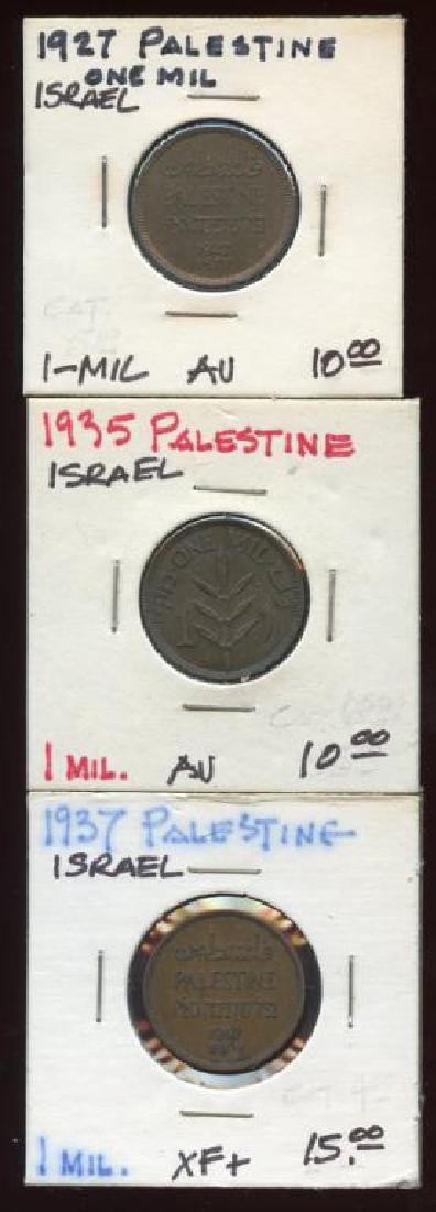 Lot of 3 Palestine Israel 1 Mil High Grade Coins (1 of 2)