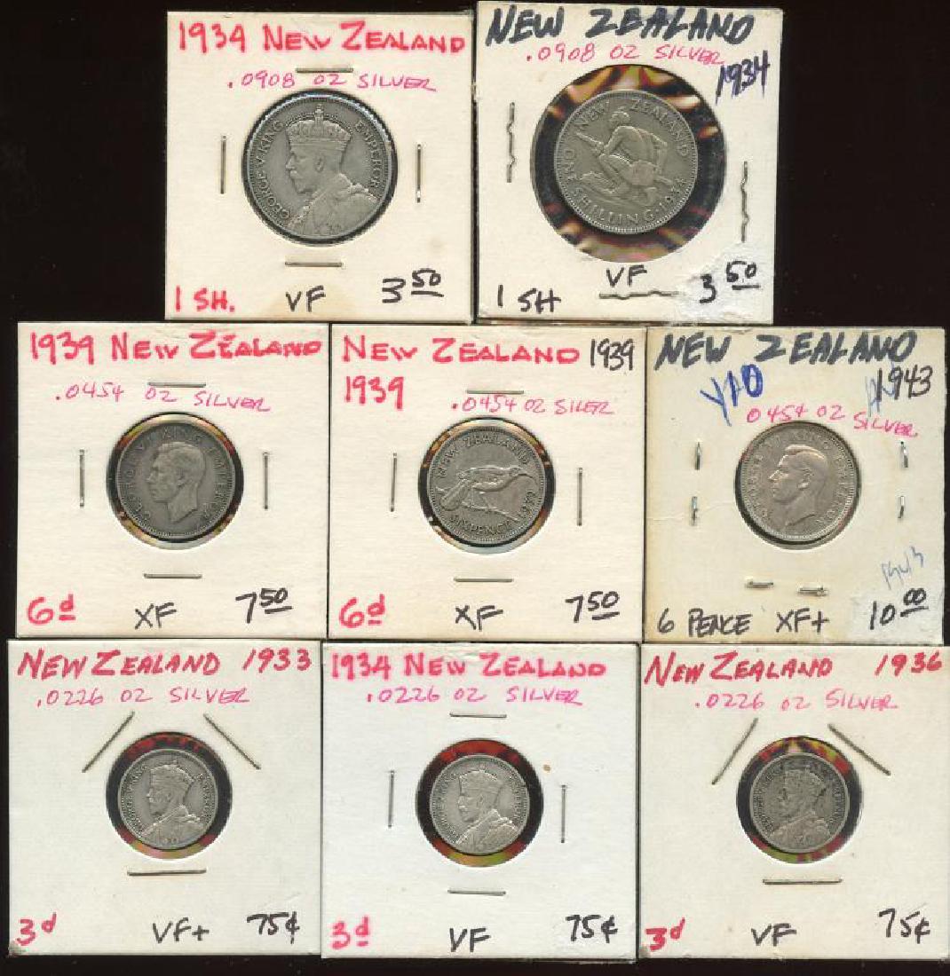 8 New Zealand 50% Silver Shilling 3 & 6 Pence (1 of 2)