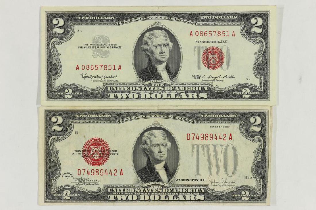 1928-F & 1963 $2 US NOTES RED SEALS (1 of 2)