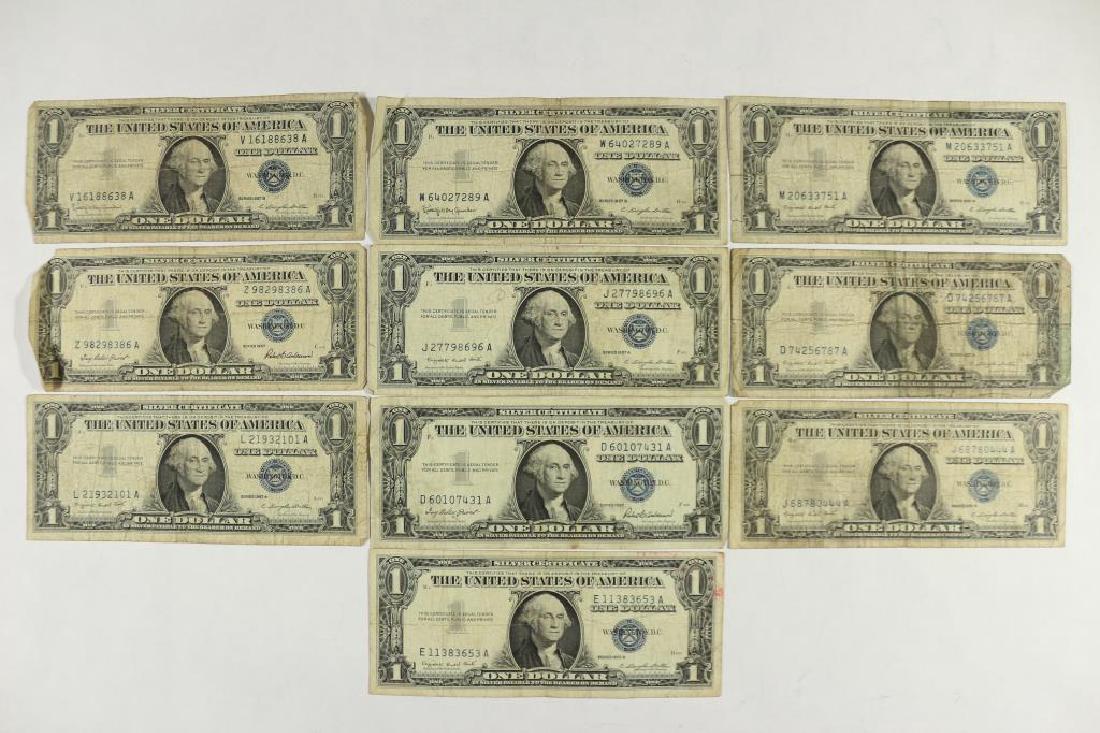 10 ASSORTED 1957 $1 SILVER CERTIFICATES (1 of 2)