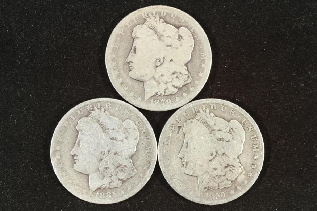 1879-O, 1885-O & 1890 MORGAN SILVER DOLLARS (1 of 2)