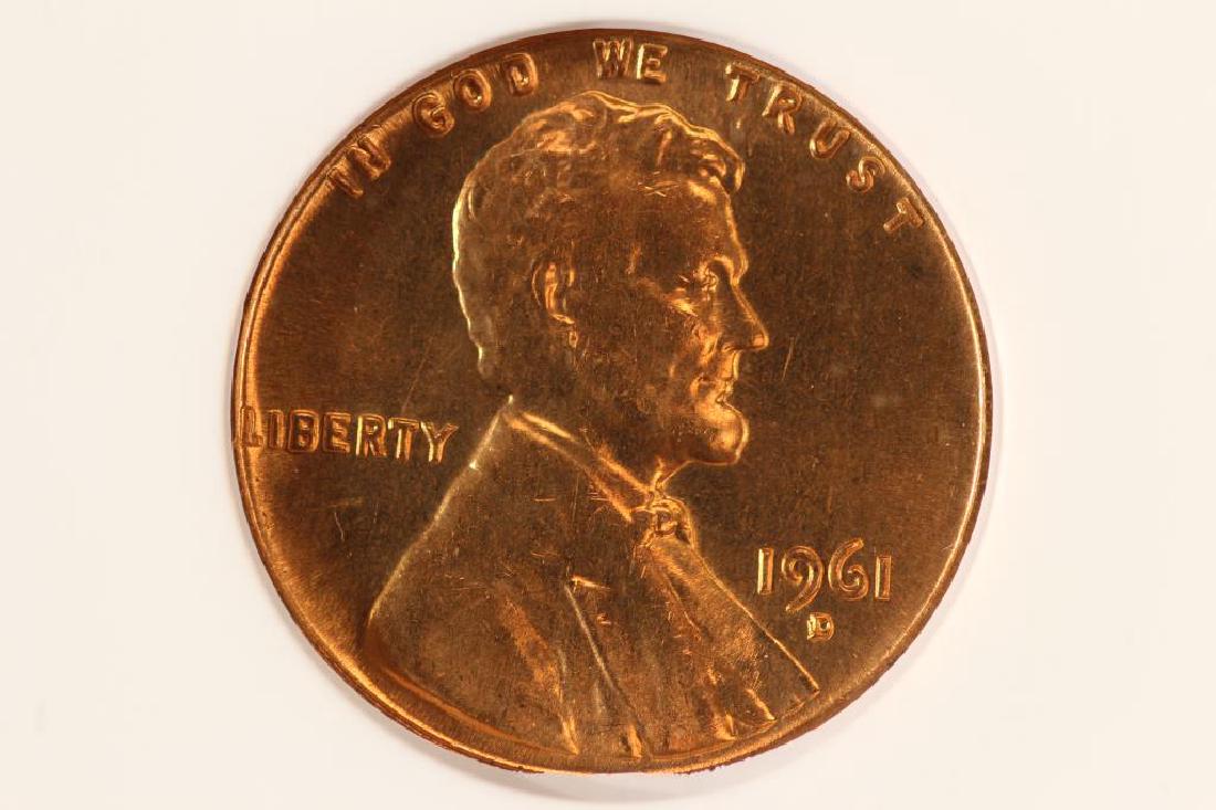 ERROR 1961-D LINCOLN CENT ANACS MS65 RED (1 of 3)