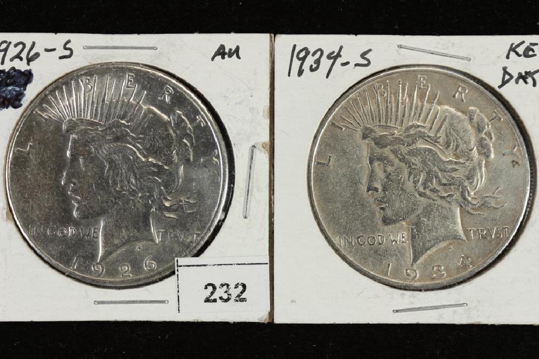 1926-S & 1934-S KEY DATE PEACE SILVER DOLLARS (1 of 2)
