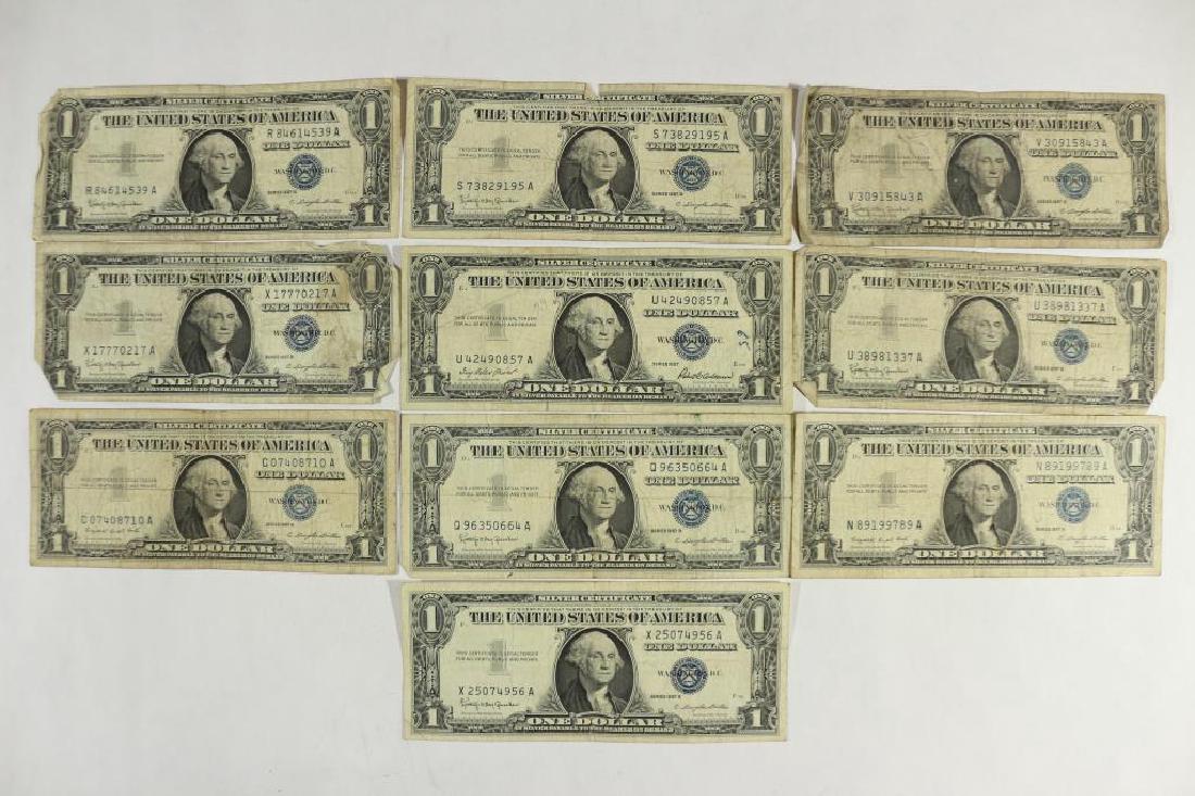 10 ASSORTED 1957 $1 SILVER CERTIFICATES (1 of 2)
