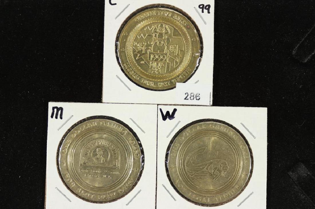 3 ASSORTED WEST VIRGINIA GAMING TOKENS 1999 (1 of 2)