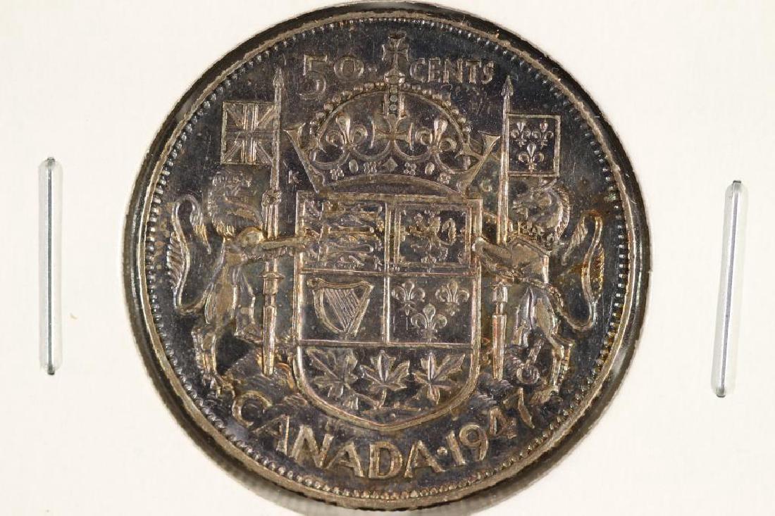1947 CANADA SILVER 50 CENTS TONED (1 of 2)