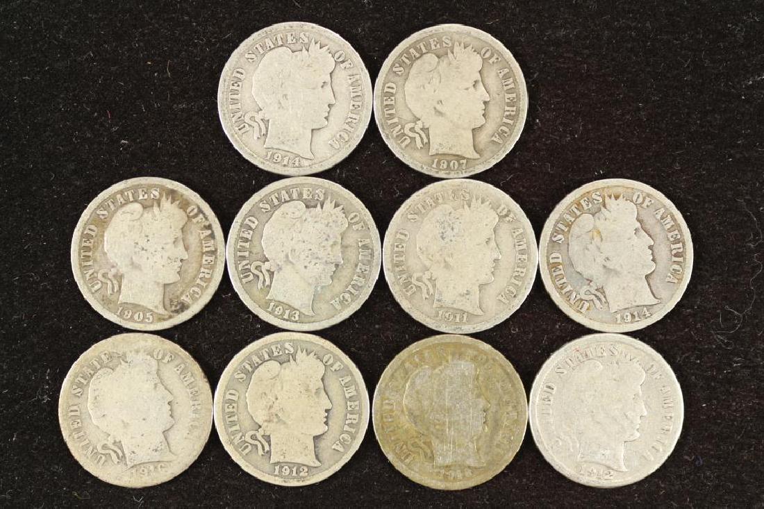 10 ASSORTED BARBER DIMES (1 of 2)