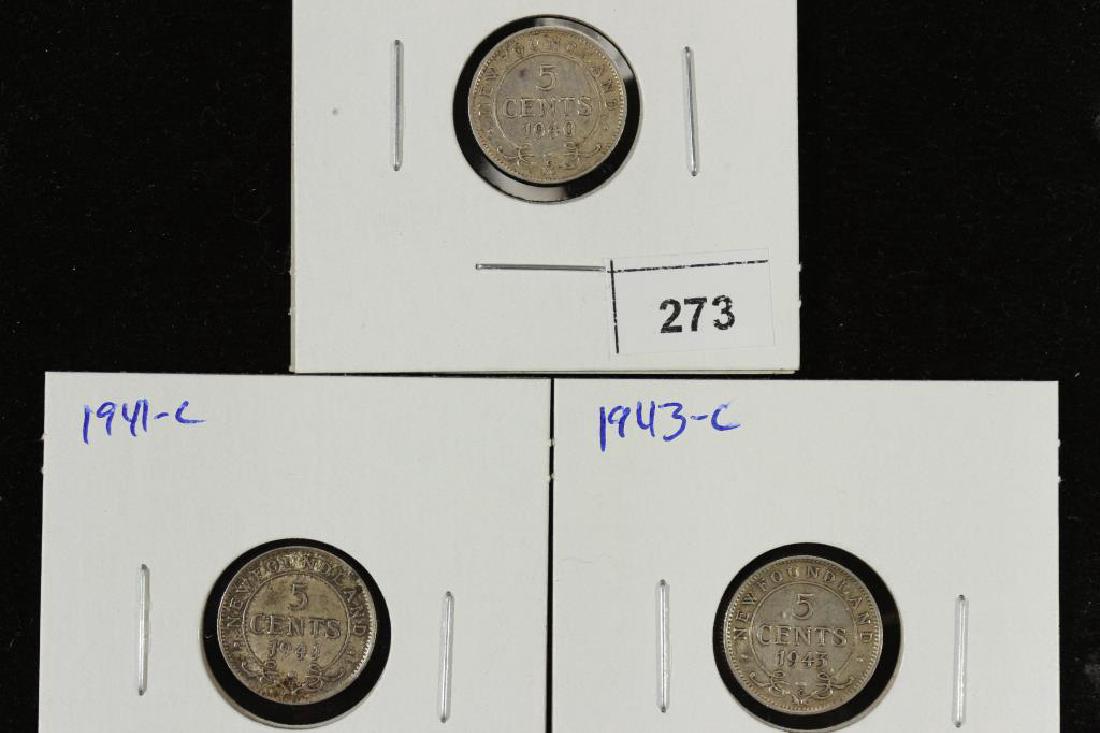 1940-C, 41-C & 43-C NEWFOUNDLAND SILVER 5 CENTS (1 of 2)
