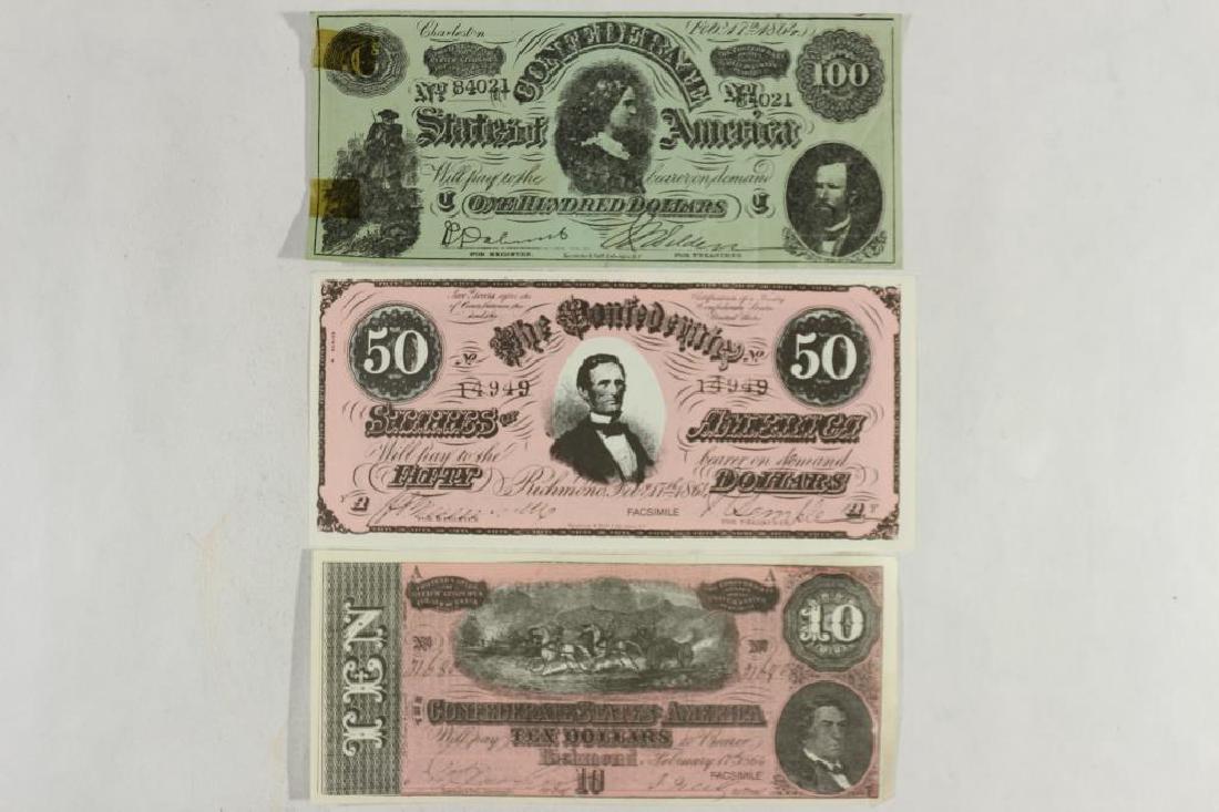 COPIES $10, $50 & $100 CONFEDERATE CURRENCY (1 of 2)