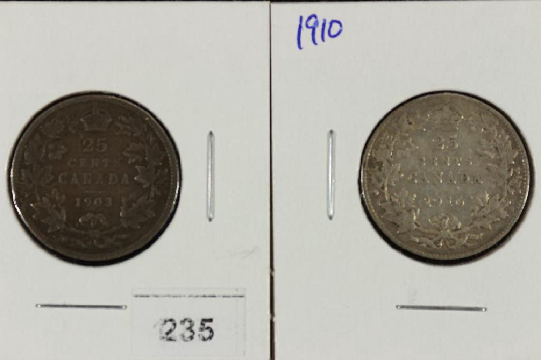 1903 & 1910 CANADA SILVER 25 CENTS (1 of 2)