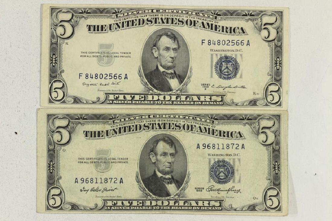 1953 & 1953-B $5 SILVER CERTIFICATES BLUE SEALS (1 of 2)