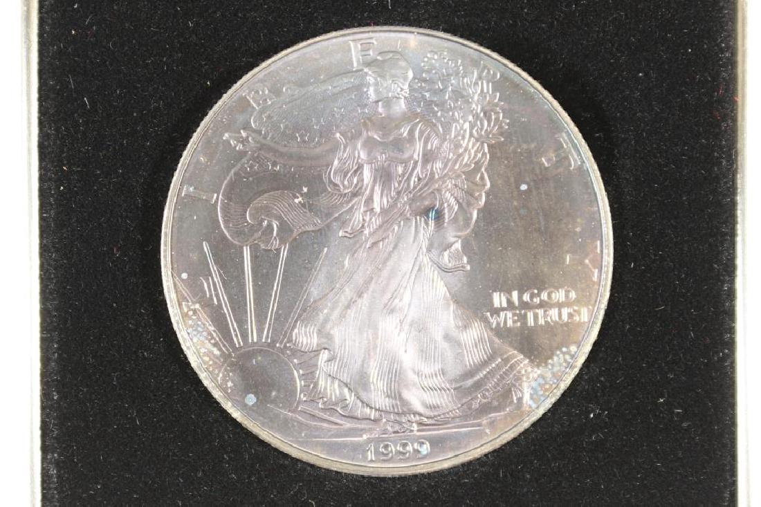 1999 AMERICAN SILVER EAGLE UNC NICE OBV. TONING (1 of 3)