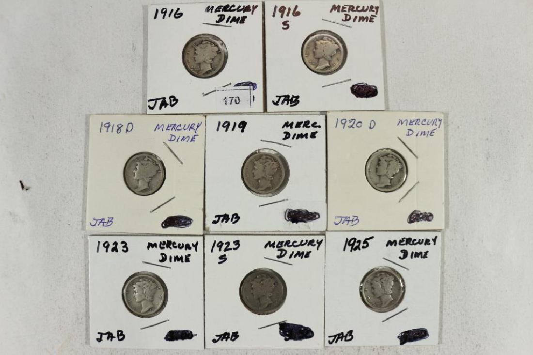 1916,16-S,18-D,19,20-D,23,23-S & 25 MERCURY DIMES (1 of 2)
