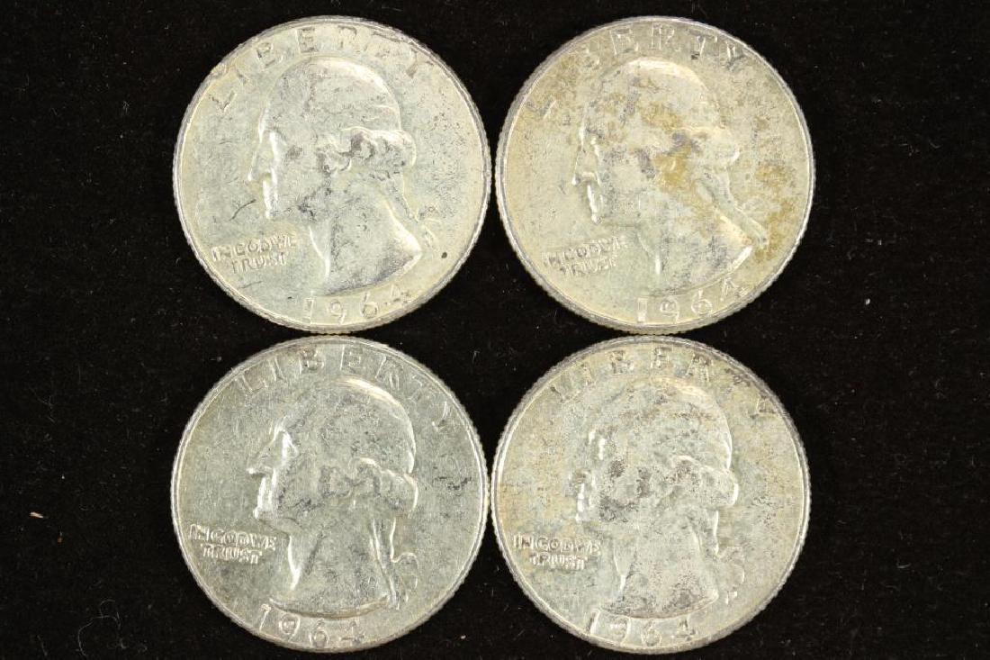 1964-P & 3-1964-D WASHINGTON SILVER QUARTERS (1 of 2)