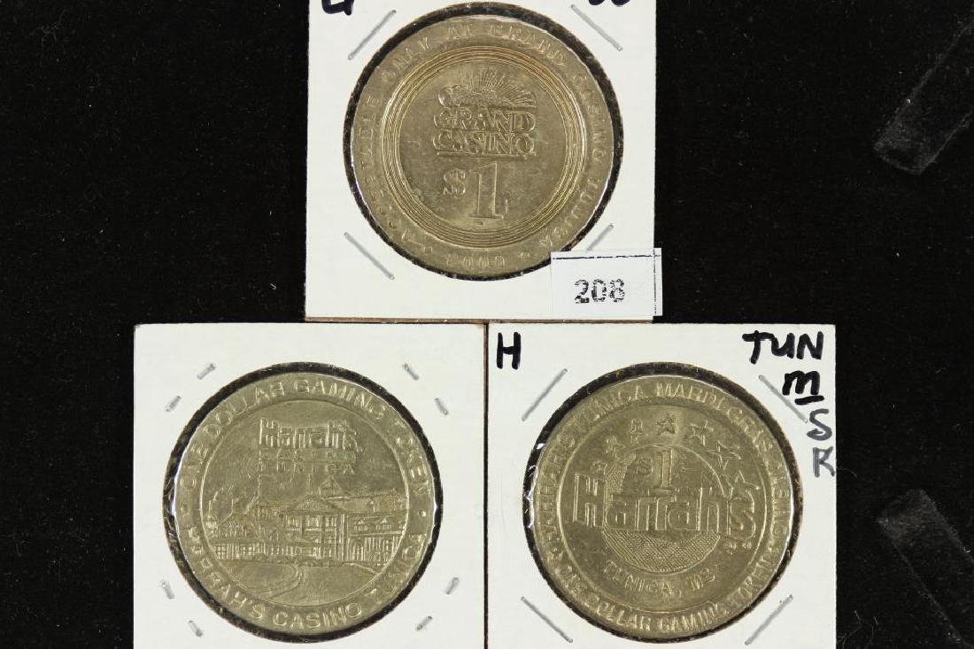 3 ASSORTED $1 MISSISSIPPI GAMING TOKENS (1 of 2)