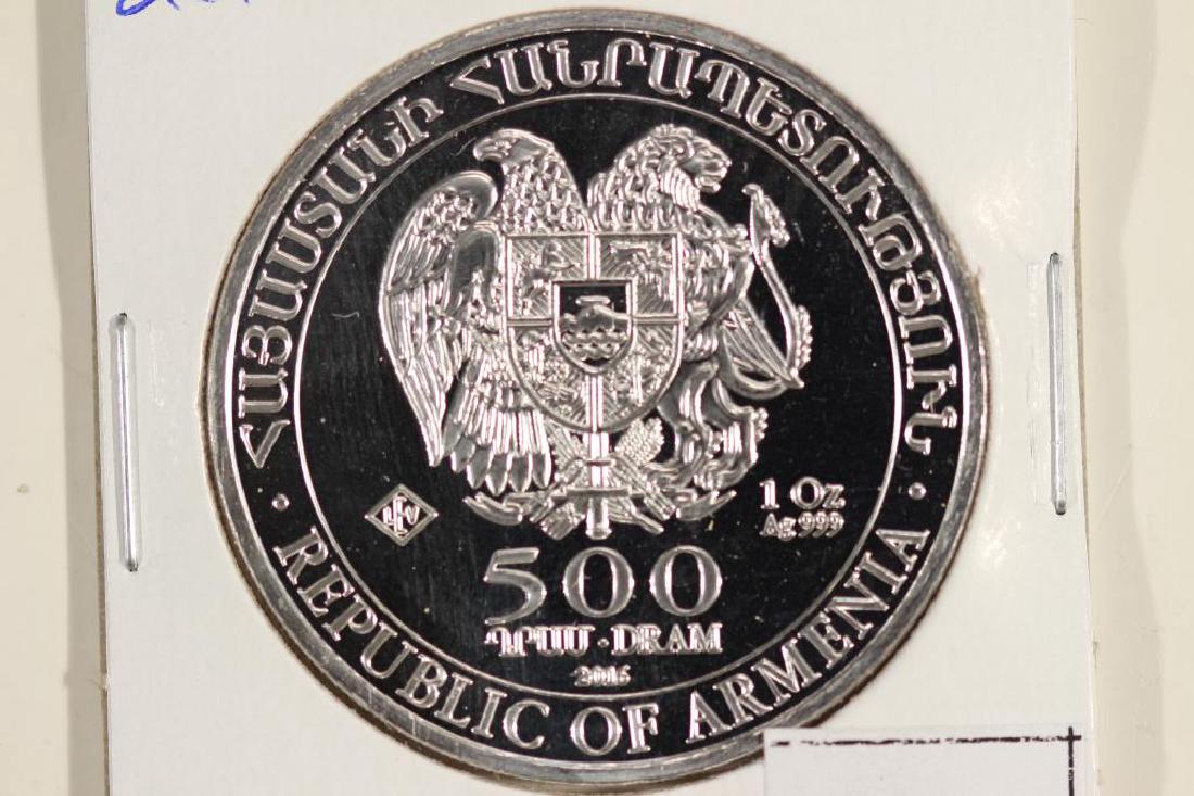 2016 REPUBLIC OF ARMENIA SILVER PROOF 500 DRAM: NOAH'S ARC