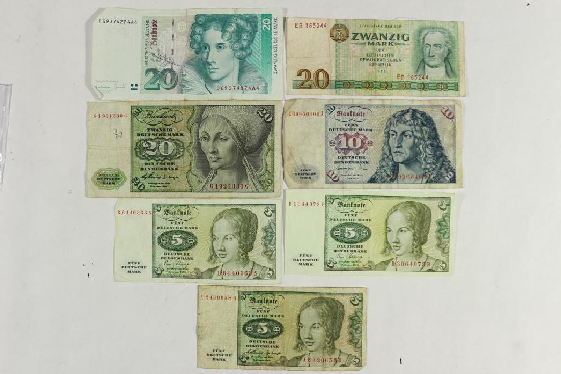 7 PIECES OF GERMAN CURRENCY 1960-5 MARK, 2-1980 (1 of 2)