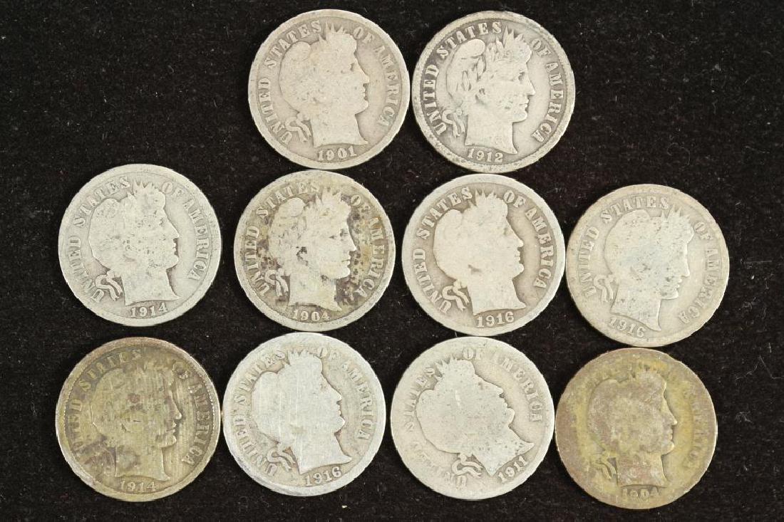 10 ASSORTED BARBER DIMES (1 of 2)