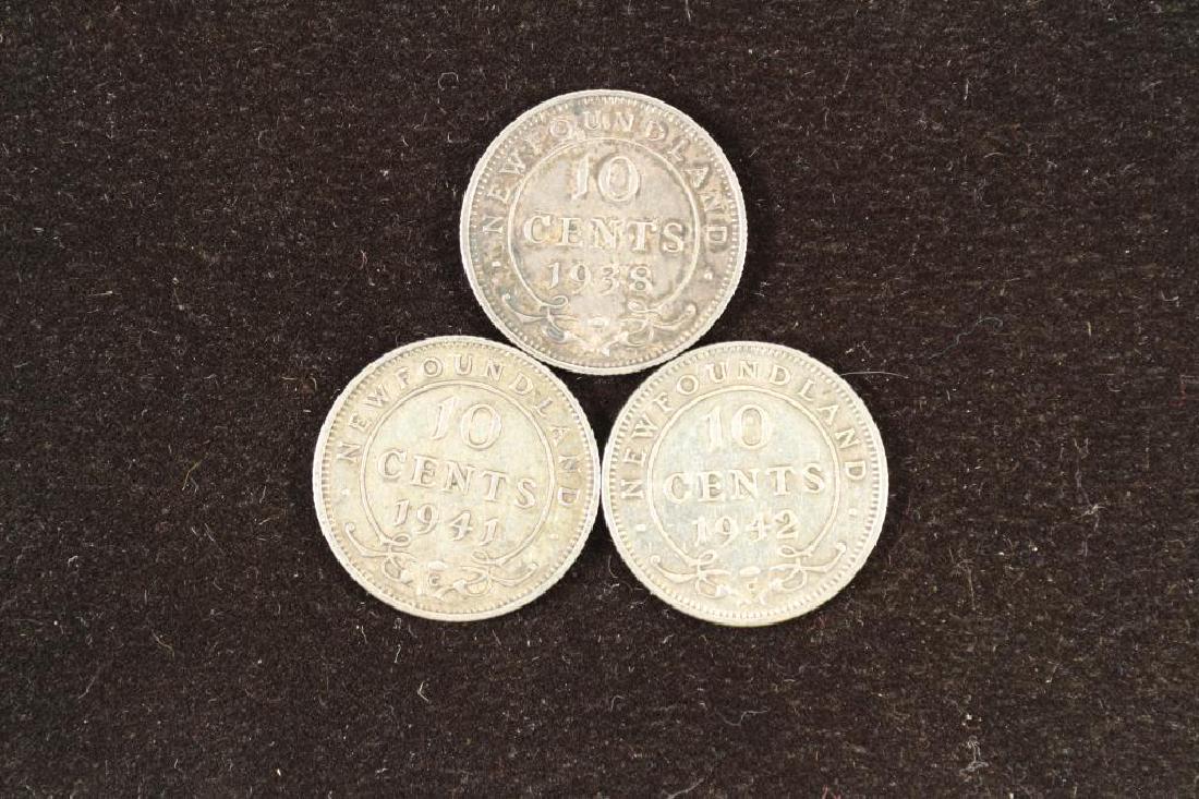 1938,41 & 42 NEWFOUNDLAND SILVER 10 CENTS (1 of 2)