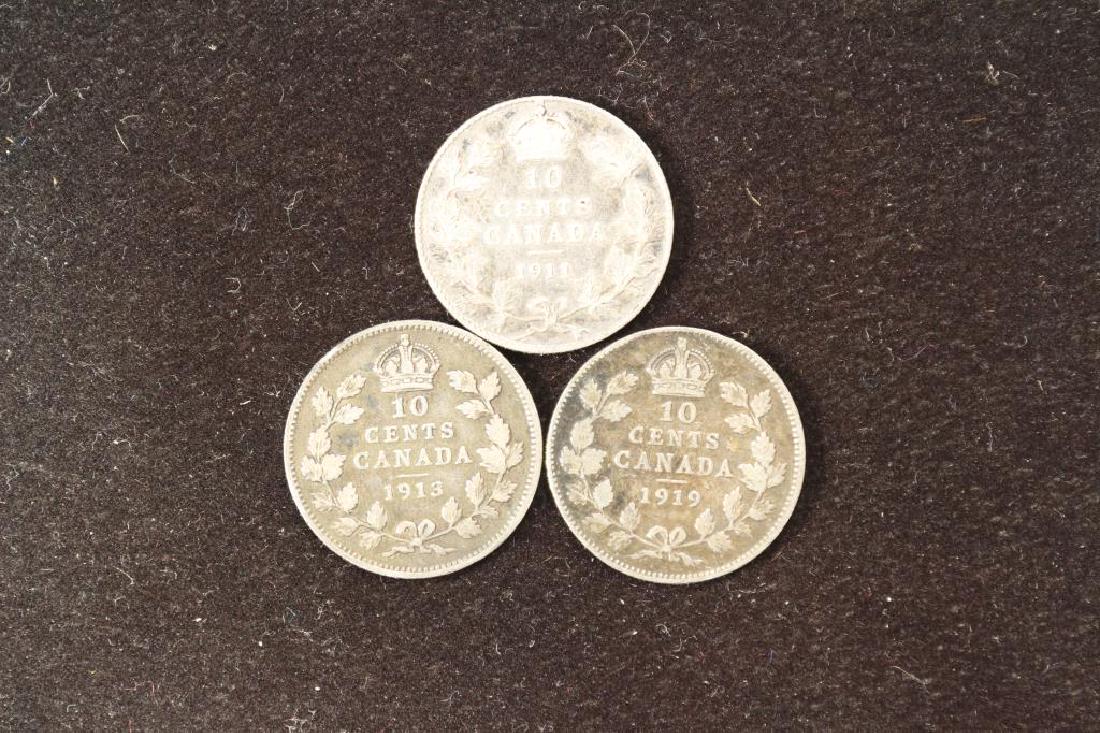 1911, 1913 & 1919 CANADA SILVER 10 CENTS (1 of 2)