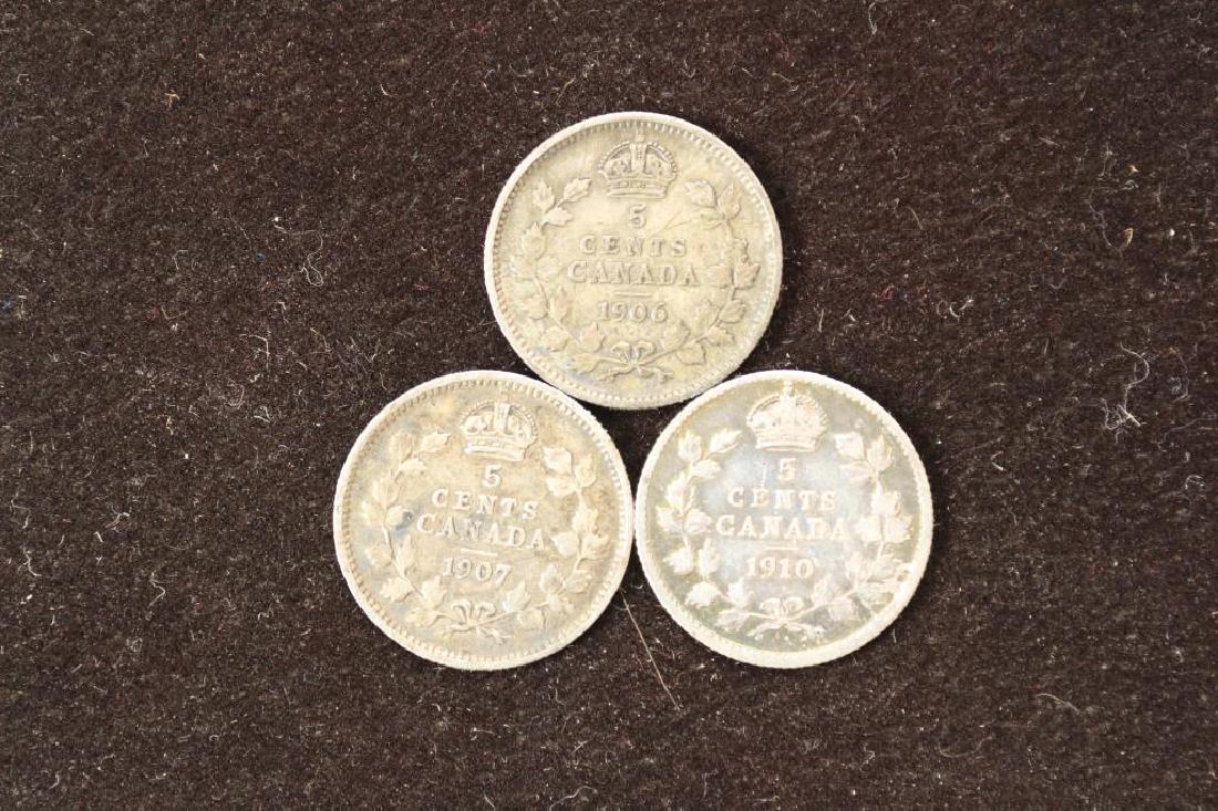 1906, 1907 & 1910 CANADA SILVER 5 CENTS (1 of 2)
