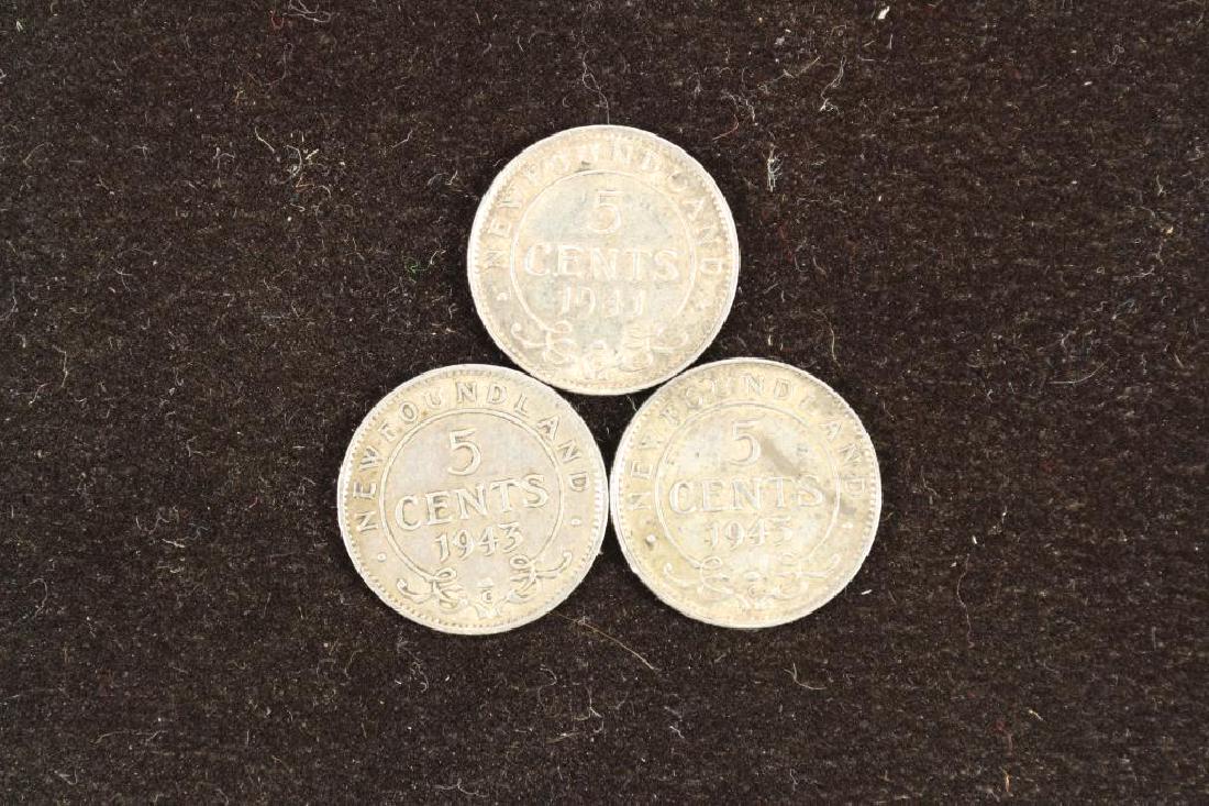 1941, 1943 & 1945 NEWFOUNDLAND SILVER 5 CENTS (1 of 2)