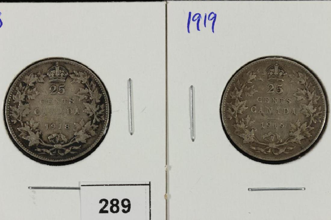 1918 & 1919 CANADA SILVER 25 CENTS (1 of 2)