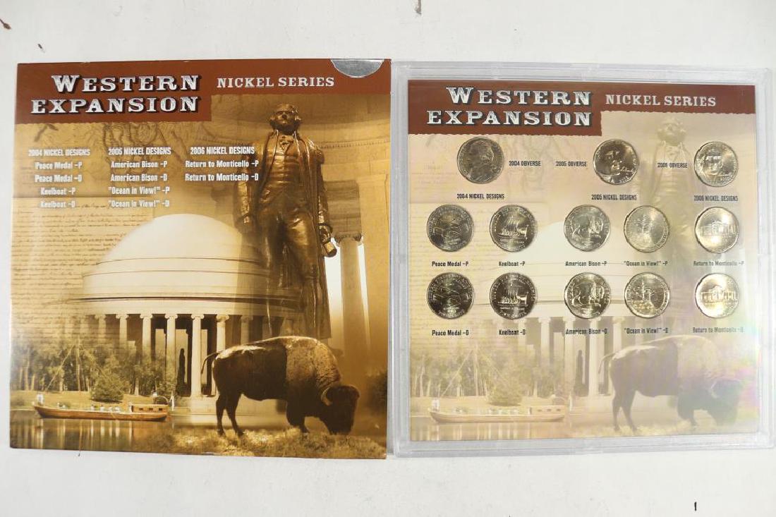 WESTERN EXPANSION NICKEL SERIES SET CONTAINS:: 2004-P & D PEACE MEDAL, 2004- P & D KEELBOAT, 2005 P & D AMERICAN BISON, 2005-P & D OCEAN IN VIEW NICKELS AND 2006-P & D MONTICELLO. ALL UNC, ORIGINAL PACKAGING