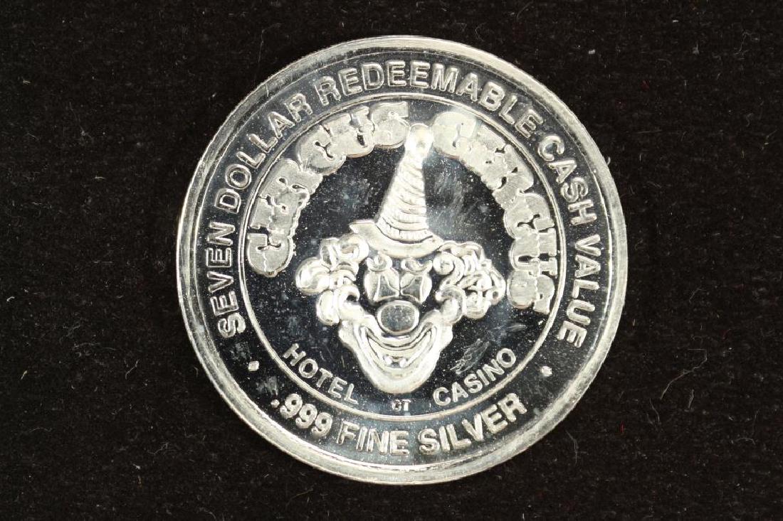 .999 FINE SILVER CIRCUS CIRCUS $7 CASINO TOKEN (1 of 2)