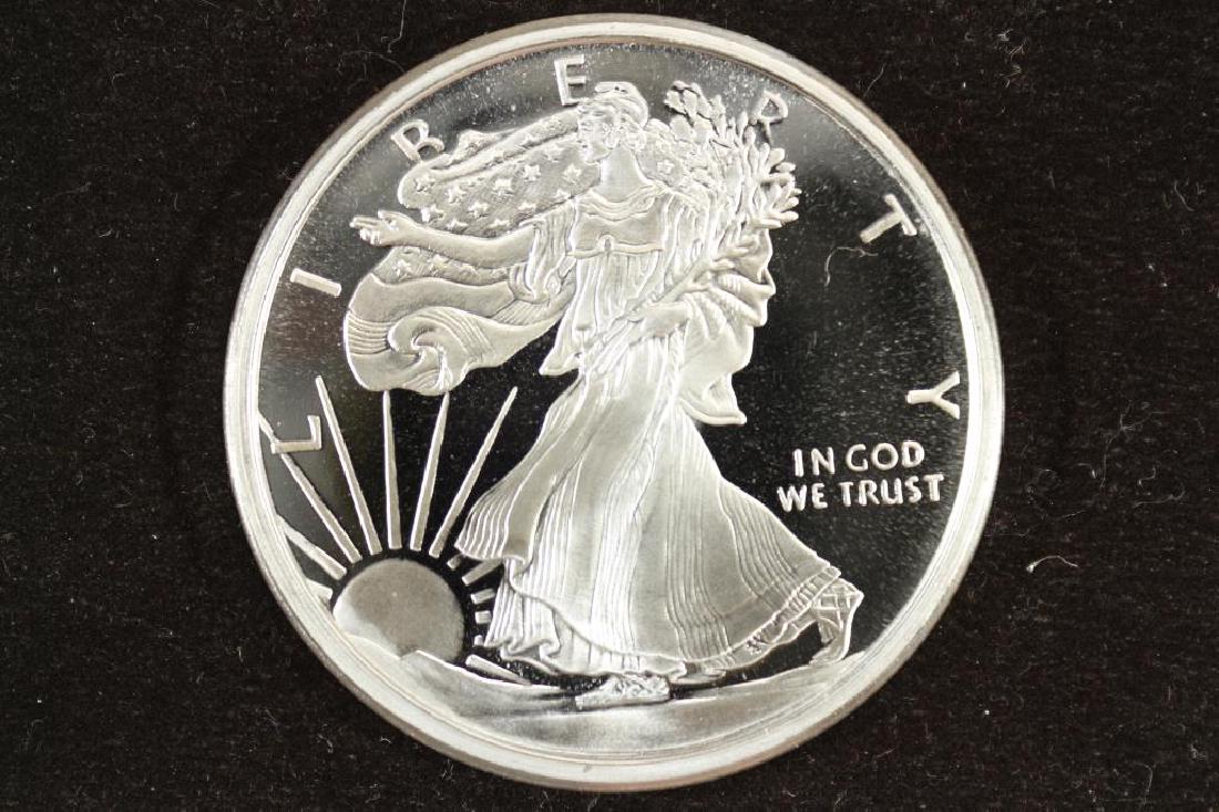 2 TROY OZ. .999 FINE SILVER PROOF ROUND LADY LIB. (1 of 2)