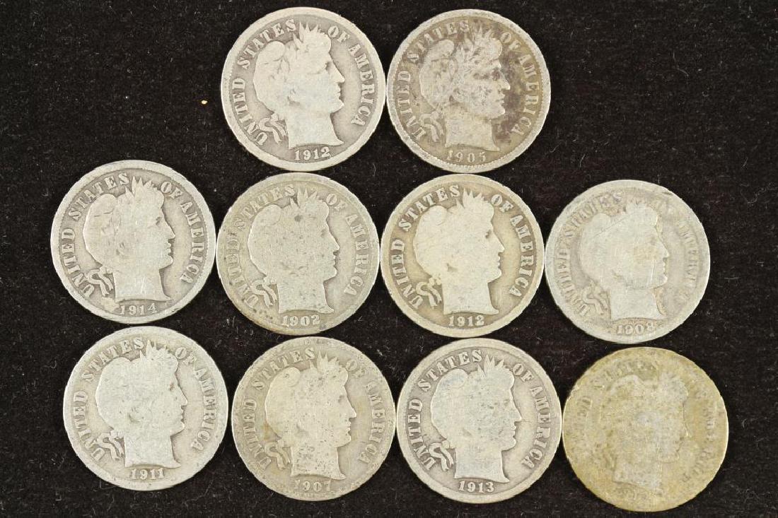 10 ASSORTED BARBER DIMES (1 of 2)