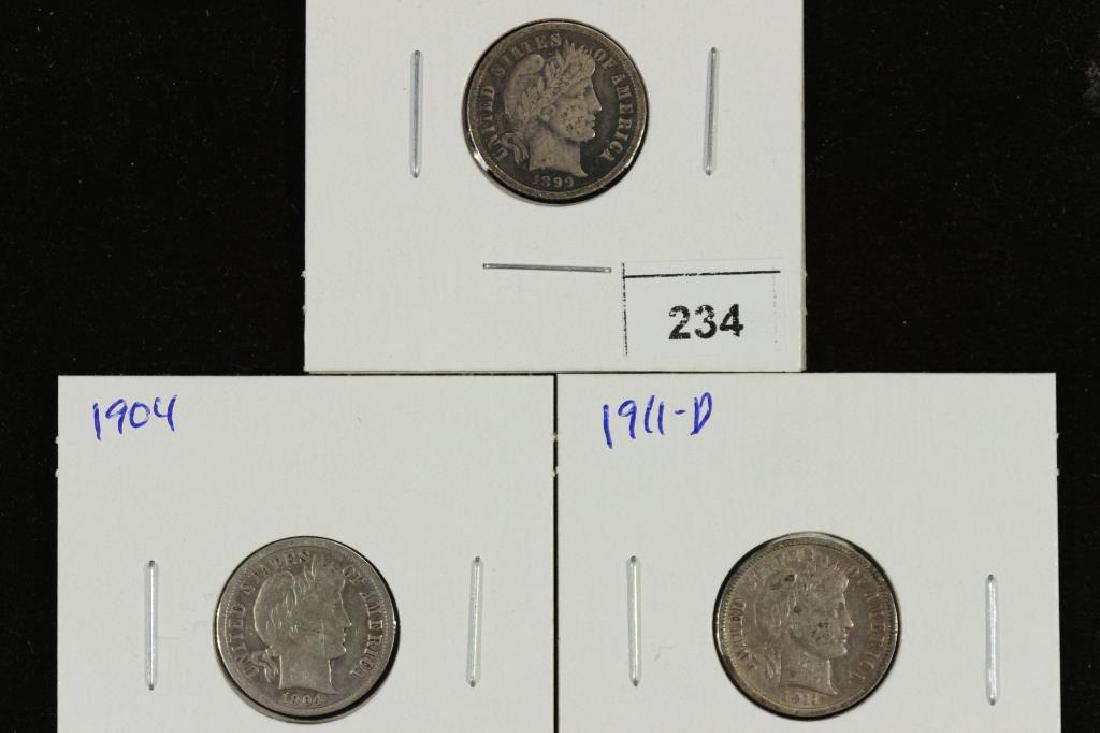 1899,1904 & 1911-D BARBER DIMES ALL (FINE): You must call us at 1-763-862-8302 or email us at bidalotauction@aol.com with your credit card number directly. Thanks.